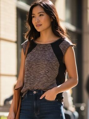 Mossimo Supply Co. Grey & Black Contrast Sleeveless Tank Top - Size Small